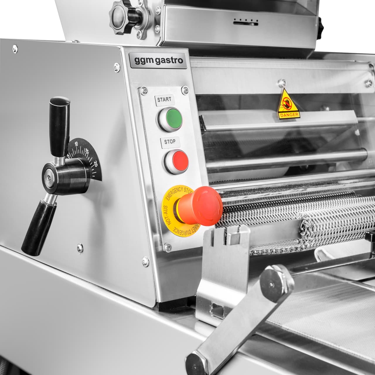 Bäckerei-Teigausrollmaschine - für Pizza- & Brotteig - 2 Zylinder - 550 Watt - bis zu 2500 Stk/h