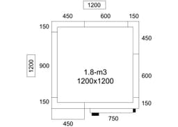 Edelstahl Kühlzelle - 1200x1200mm - 1,8m³ - inkl. Kühlaggregat