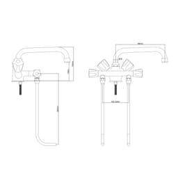 Einloch Mischbatterie - mit 2 Unterspülrohren & 1 Schwenkhahn