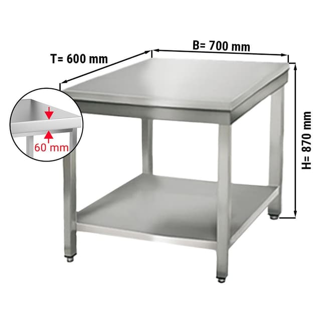 Edelstahl Arbeitstisch ECO - 700x600mm - mit Grundboden ohne Aufkantung