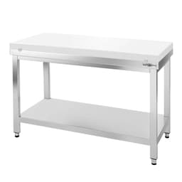 Edelstahl Arbeitstisch PREMIUM - 1400x800mm - mit Grundboden ohne Aufkantung inkl. Schneideplatte