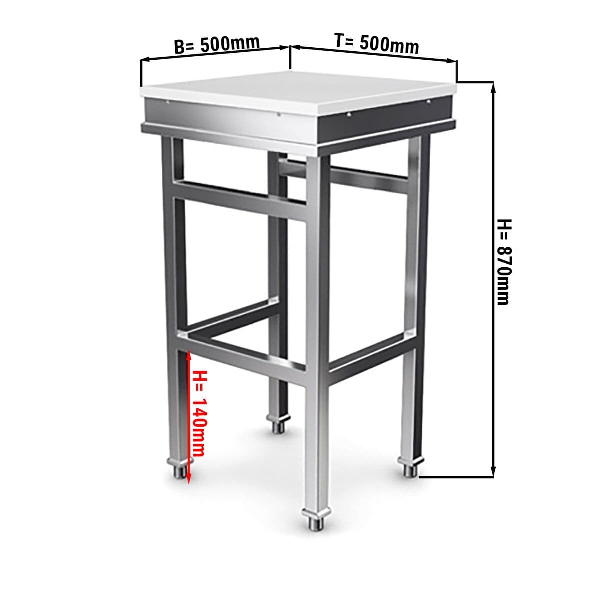 Hackblock aus Edelstahl | Kunststoff - 500x500mm