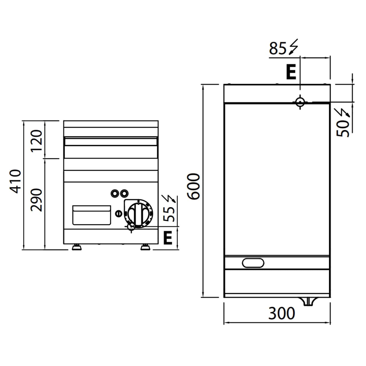 Elektro Bratplatte - 4 kW - Glatt - Hardchrome