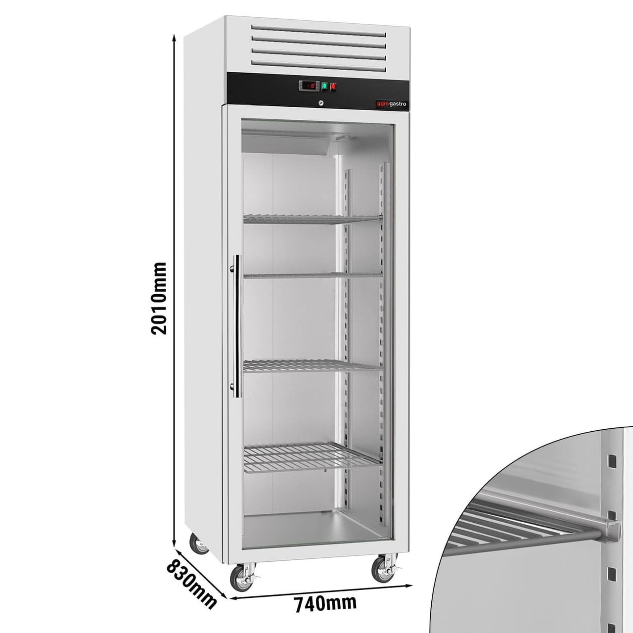 Tiefkühlschrank Edelstahl ECO - GN 2/1 - 700 Liter - mit 1 Glastür