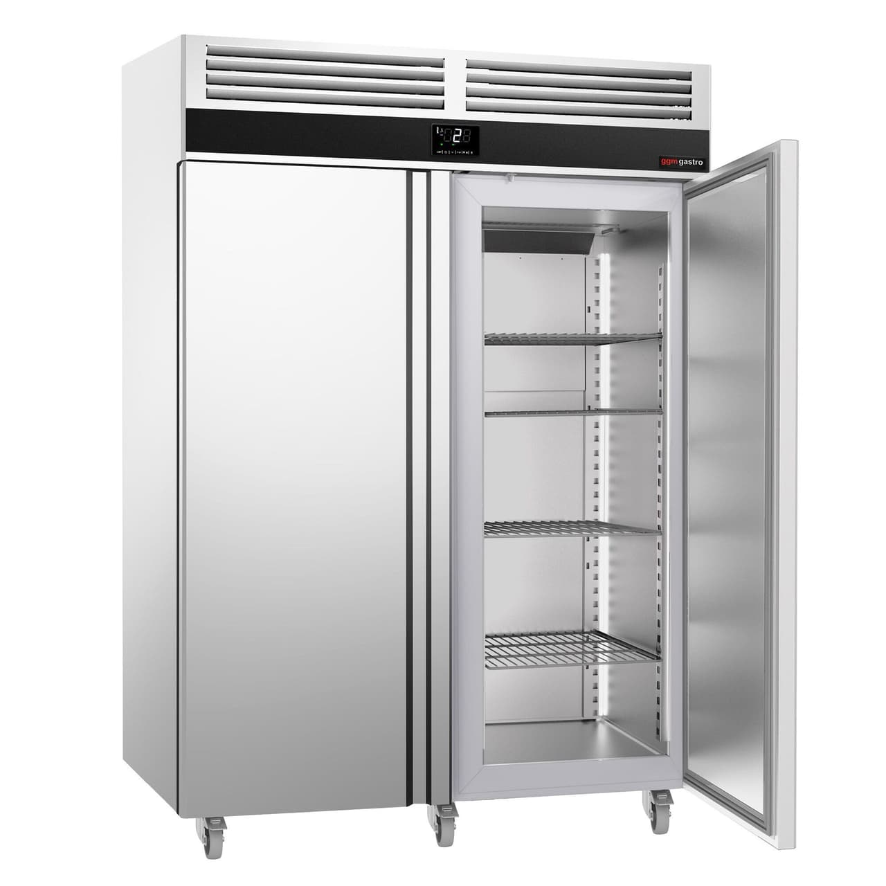 Kühlschrank Edelstahl PREMIUM - GN 2/1 - 1400 Liter - mit 2 Türen & Rollen - Für UK