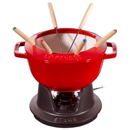 STAUB | SPECIALITIES - Fondue Set - Ø 200mm - Gusseisesn -Kirsch-Rot