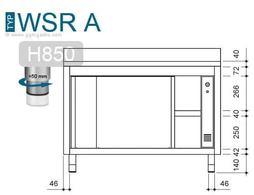 Wärmeschrank PREMIUM - 1800x600mm - mit Aufkantung