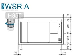 Wärmeschrank PREMIUM - 1800x600mm - mit Aufkantung