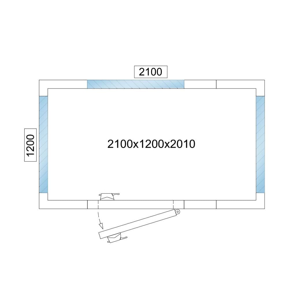 Kühlzelle - 2100x1200mm - 3,7m³ - mit 3 Glasseiten