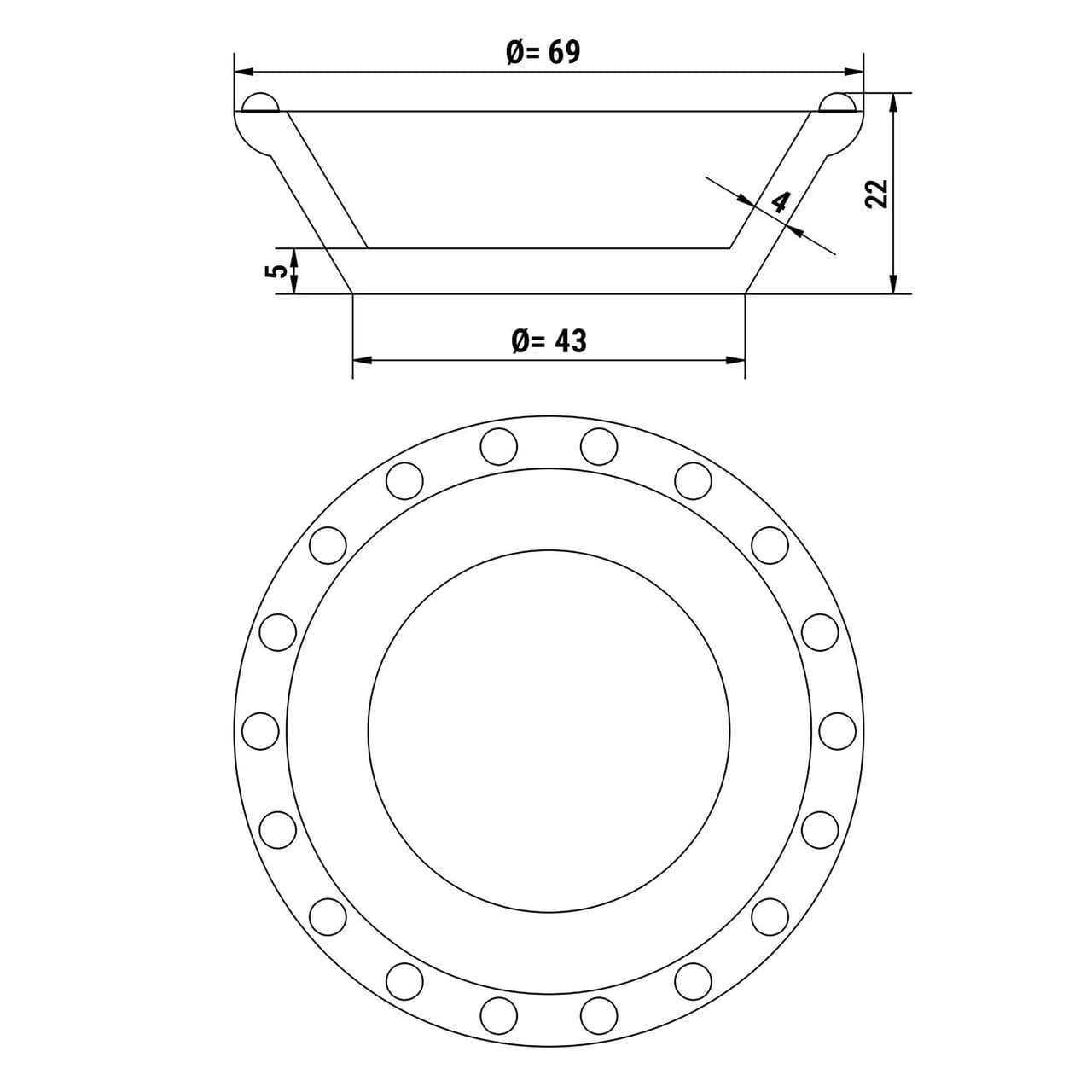 Platten für Tartlet Maschine TMNP - Tartlet-Form: Rund - Ø 69mm