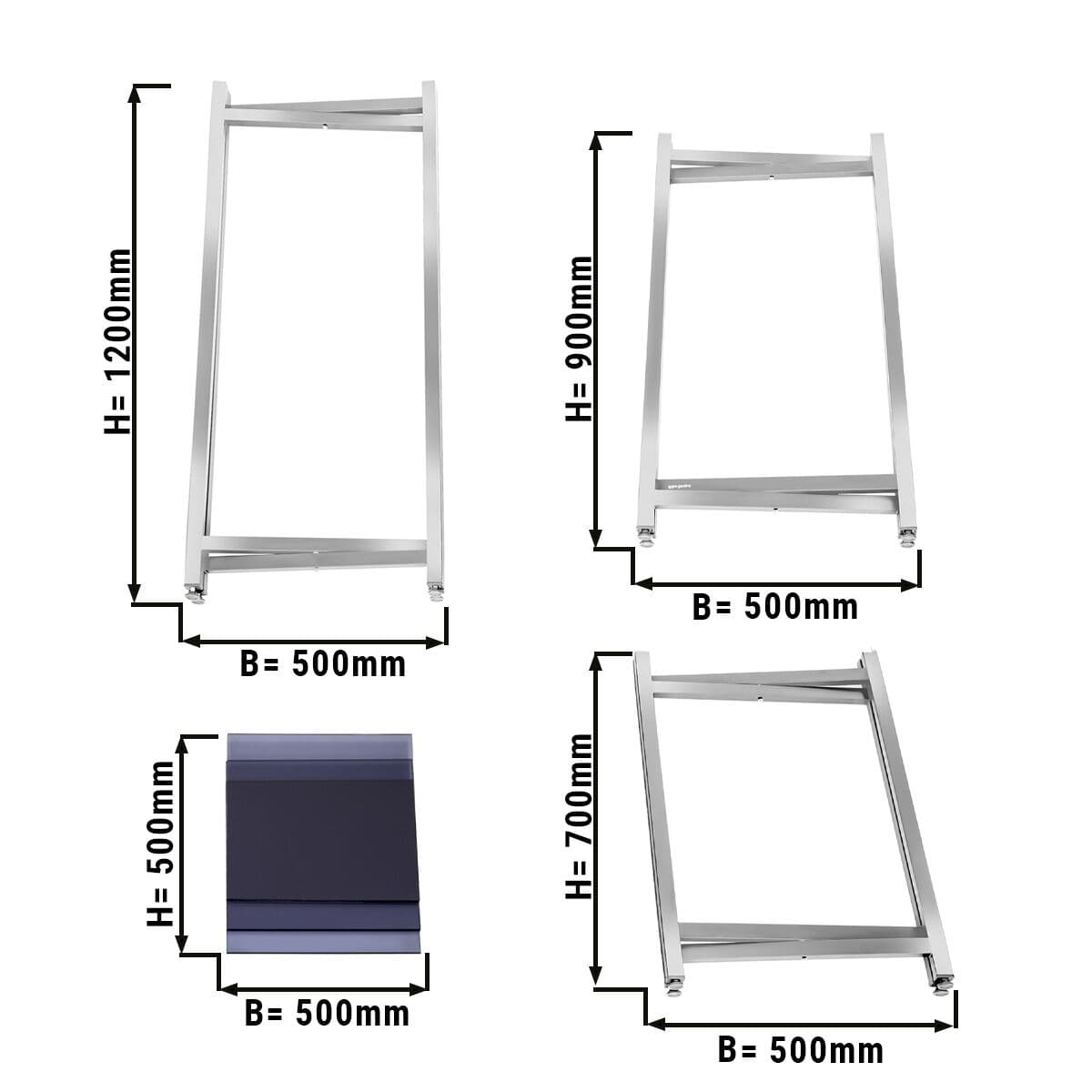 (3 Stück) Beistell-/ Couchtisch Set - klappbar Höhe: 700, 900 & 1200mm