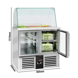 Saladette PREMIUM - 900mm - 2 Glastüren - mit hohem Glasaufsatz für 2x GN 1/1 & 3x GN 1/6