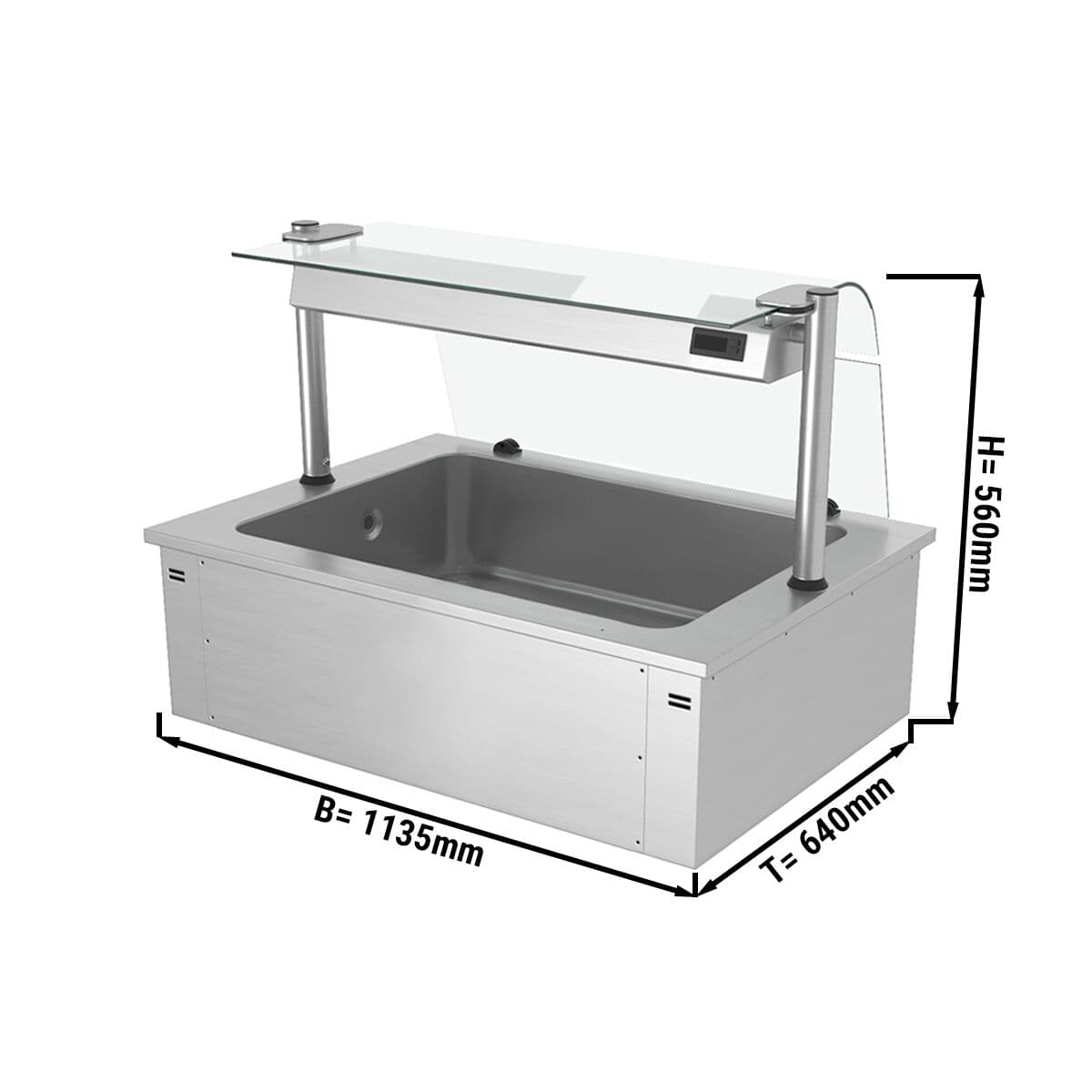 Einbau Eiswanne - 1,1m - 3x GN 1/1 - mit Glas-Hustenschutz