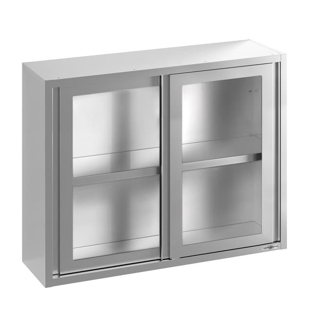 Edelstahl Wandhängeschrank - 1000x400mm - mit Glasschiebetür - 1000mm hoch