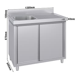 Spülschrank ECO - 1200x600mm - mit 1 Becken links