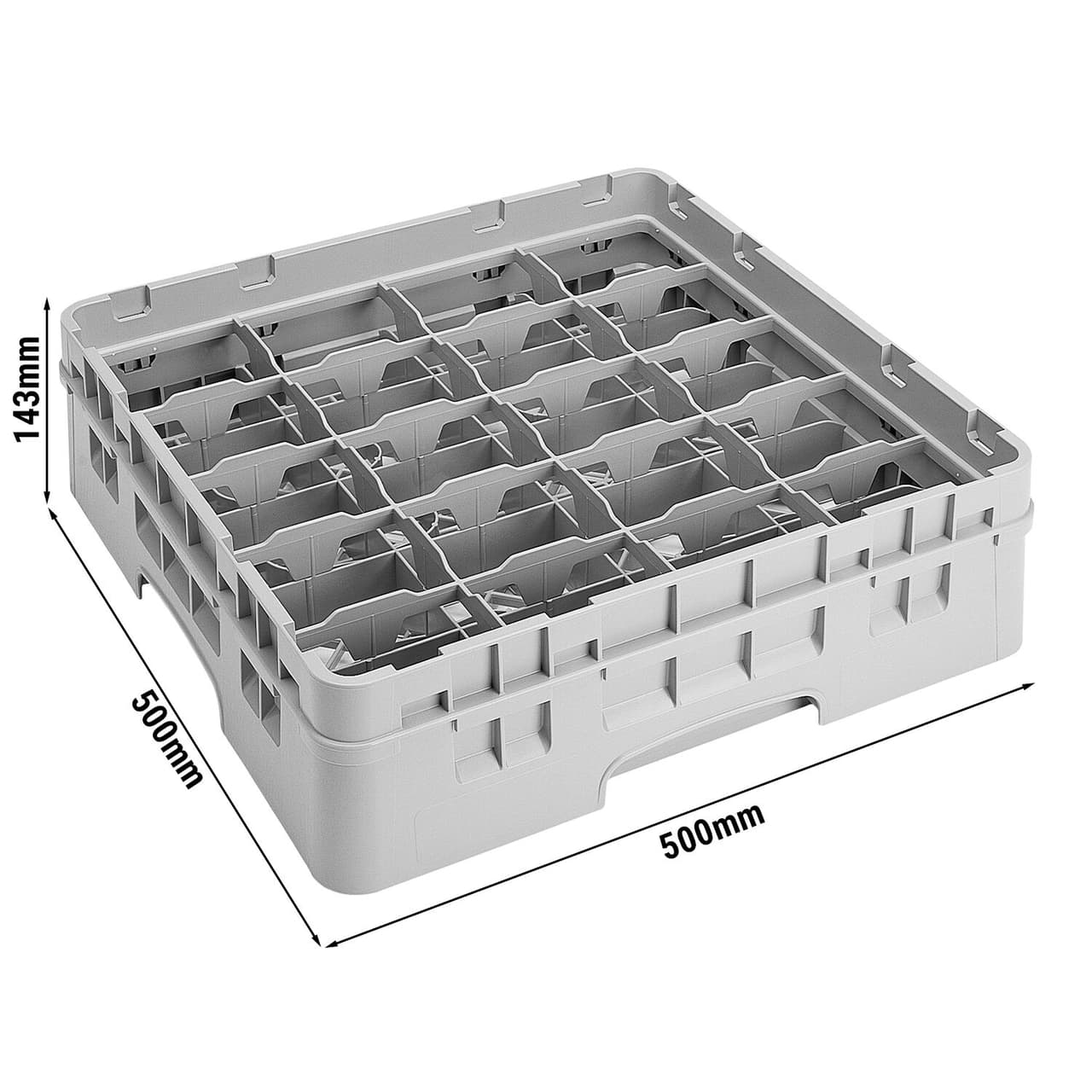 CAMBRO | CAMRACK® - Tassenspülkorb 1/1 - mit 20 Fächer - 500x500mmn - Grau