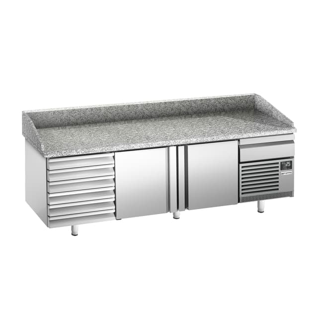 Pizzakühltisch Premium PLUS - 2305x800mm - mit 2 Türen & 6 Schubladen