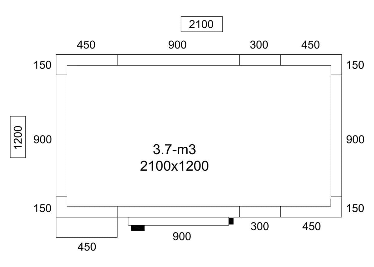 Edelstahl Tiefkühlzelle - 2100x1200mm - 3,16m³ - inkl. Lamellen