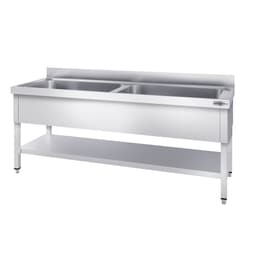 Topfspültisch Premium - 1600x700mm - mit Grundboden & 2 Becken