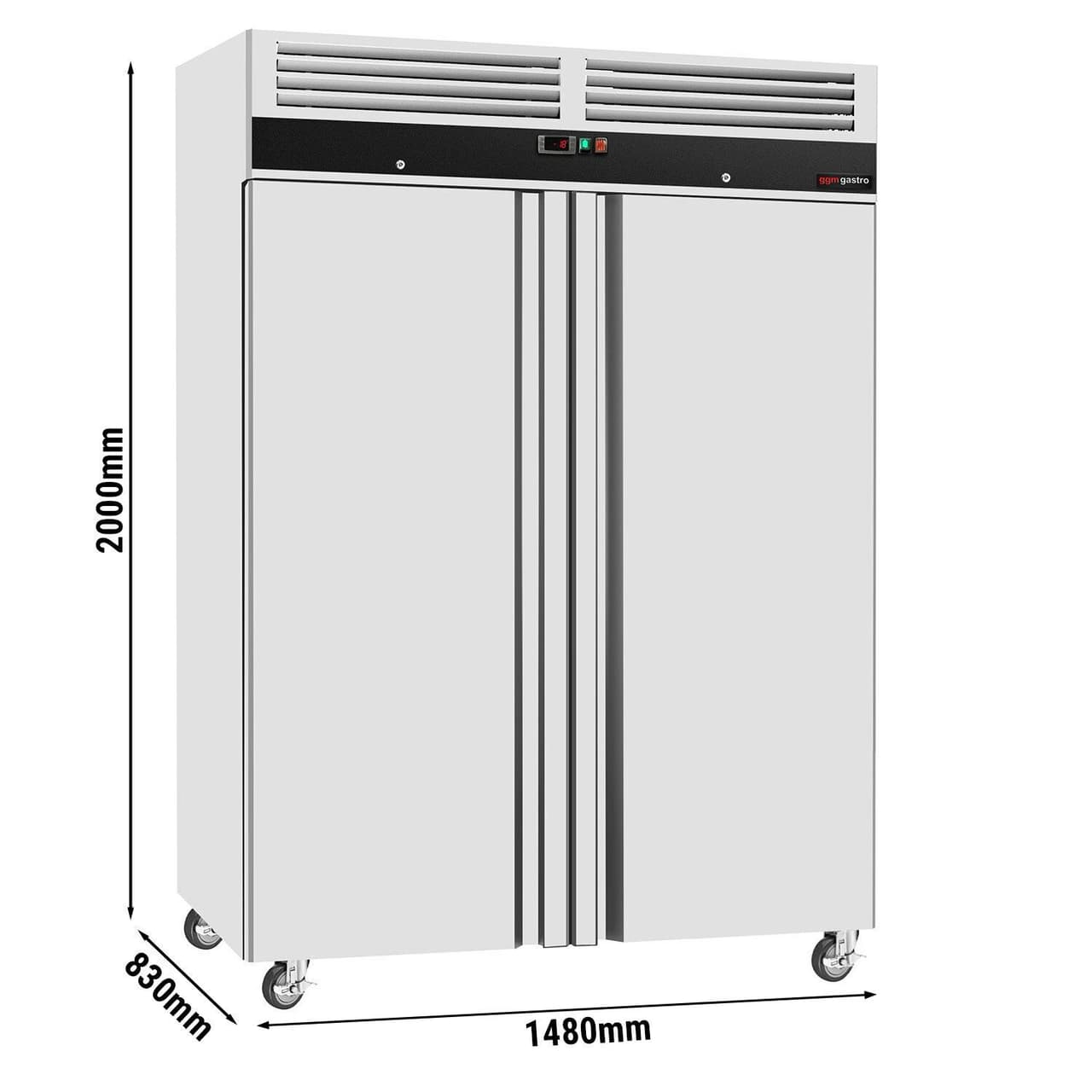 Tiefkühlschrank Edelstahl ECO - GN 2/1 - 1400 Liter - mit 2 Türen