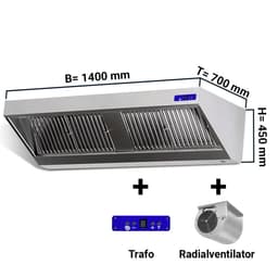 Wandhaube - 1400mm - mit Motor, Regler, Filter & Lampe