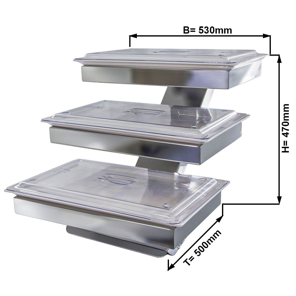 Etagère / Buffetständer - Chrom - inkl. 3 Melaminschalen