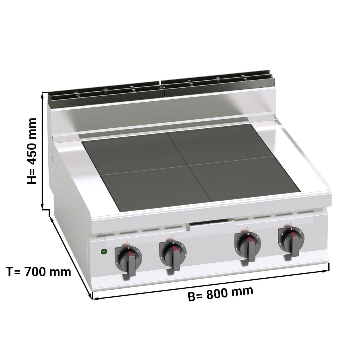 Elektroherd - 12 kW - mit abgesenkten Kochfeldern