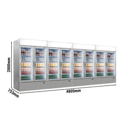 (4 Stück) Getränkekühlschrank - 4800 Liter - rahmenloses Design - mit 8 Glastüren & Werbedisplay