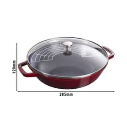 STAUB | SPECIALITIES - Wok mit Glasdeckel - Ø 300mm - Gusseisen - Grenadine-Rot