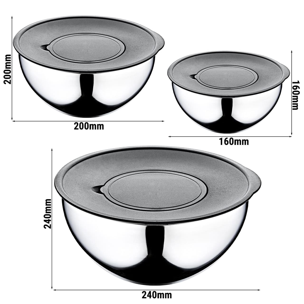 9-teiliges Edelstahlschüssel Set - Ø 160, 200, 240mm - inkl. Reibe und Aufbewahrungsdeckel