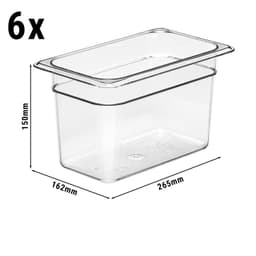 (6 Stück) CAMBRO | CAMWEAR® -  Polycarbonat GN 1/4 Behälter - Clear - Tiefe: 150mm