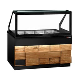 Saladette TORONTO - 1500mm - Holzfront - 2 Türen - für 4x GN 1/1 - schwarze Granit-Arbeitsplatte