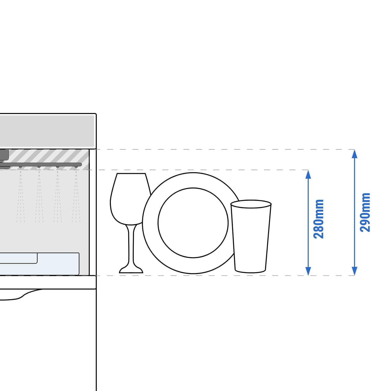 Doppelwandige Gläserspülmaschine - Digital - 3,4 kW - mit Ablauf, Reiniger- & Klarspülerpumpe & Wi-Fi Option