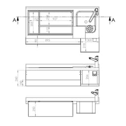 Bar- & Getränkekühltisch - 1600x600mm - 235 Liter - mit 3 Türen, Ablagen & Rollen - Für UK