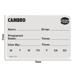 (24 Stück) CAMBRO | StoreSafe® Rotationsetiketten - 250 Etiketten pro Rolle