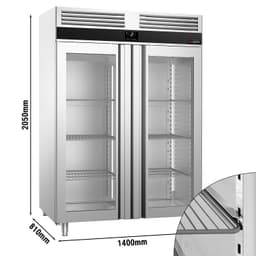 Kühlschrank Edelstahl PREMIUM - GN 2/1 - 1400 Liter - mit 2 Glastüren