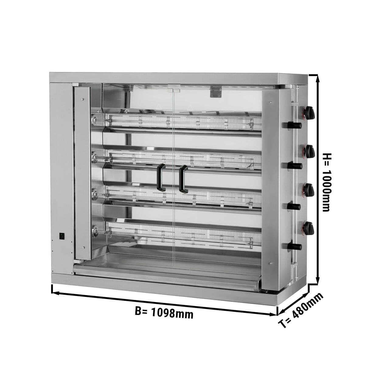 Gas Hähnchengrill - 21kW - mit 4 Spießen für bis zu 24 Hähnchen