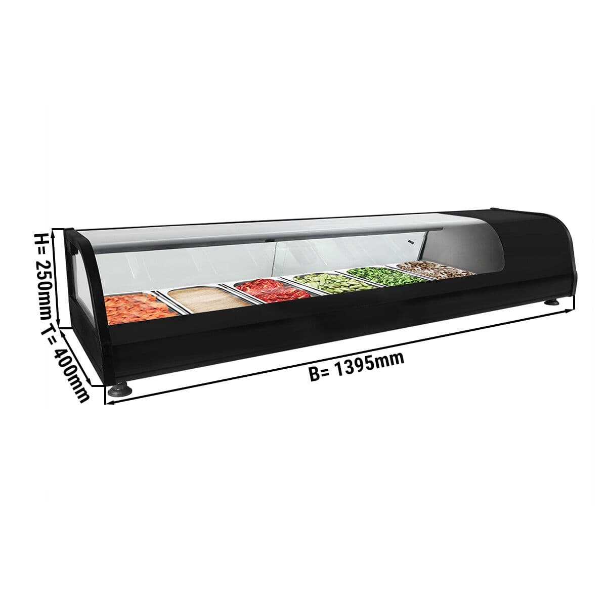 Kühlaufsatzvitrine PREMIUM - 1395x400mm - 6x GN 1/3