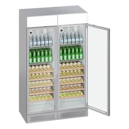 (2 Stück) Getränkekühlschrank - 690 Liter - rahmenloses Design - mit 2 Glastüren & Werbedisplay