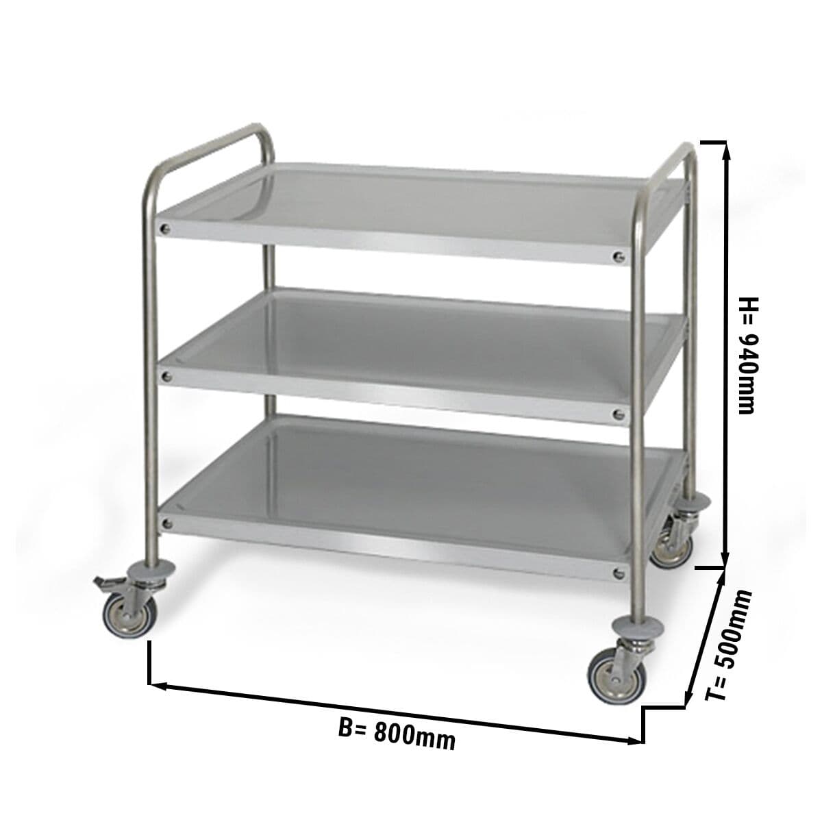 Servierwagen - 800x500mm - mit 3 Abstellflächen