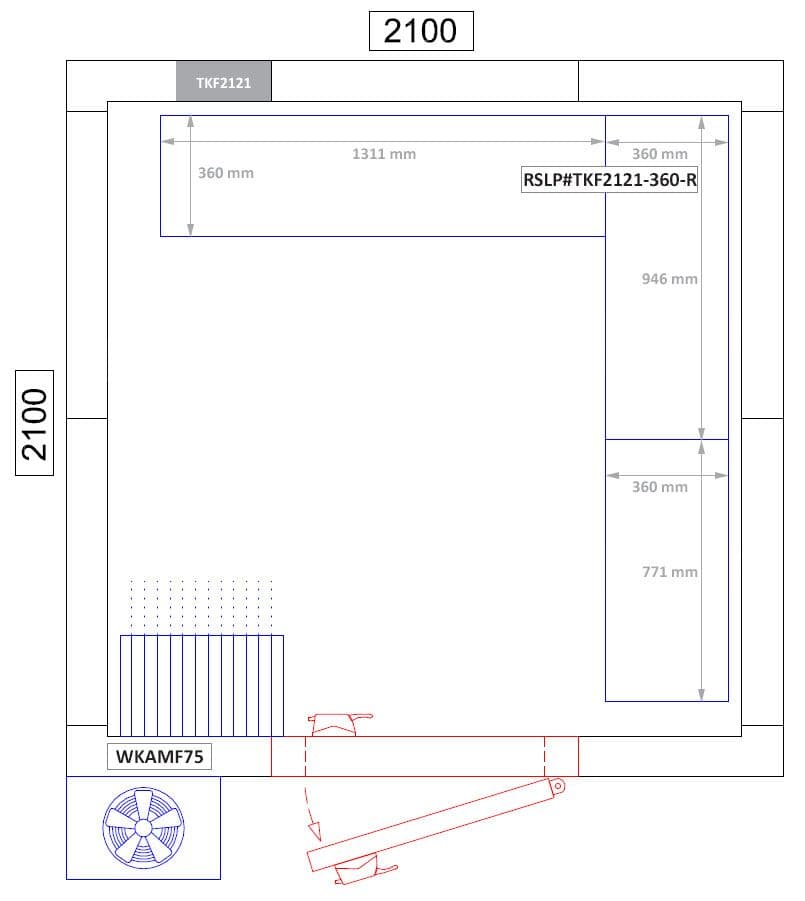 Regalset Aluminium (Eloxiert) - L-Form rechts - Bautiefe: 360mm