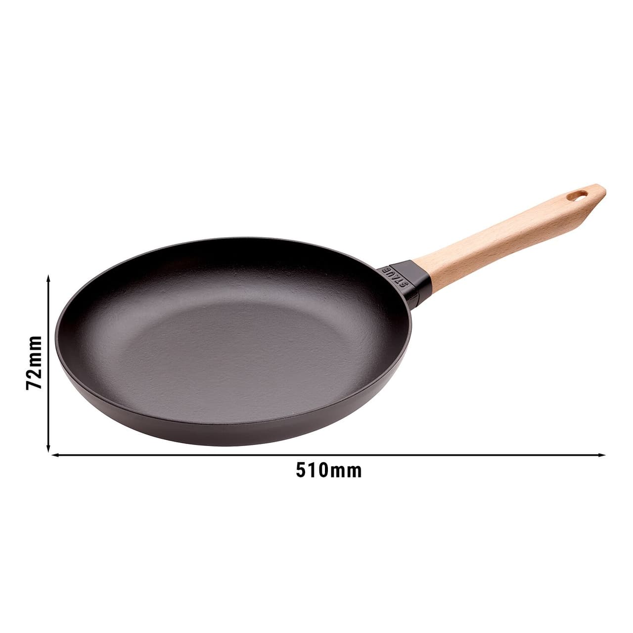 STAUB | PANS - Bratpfanne mit Holzgriff - Ø 280mm - Gusseisen - Schwarz