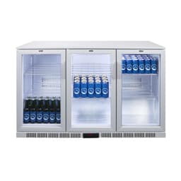 GASTRO-COOL | Barkühlschrank - 1350mm - 312 Liter - mit 3 Glasflügeltüren - Silber