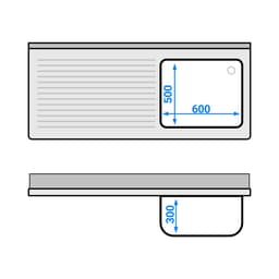 Spülschrank PREMIUM - 1600x700mm - mit 1 Becken rechts