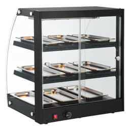 Warmhaltevitrine - 650mm - mit 3 Ablagen - Schwarz