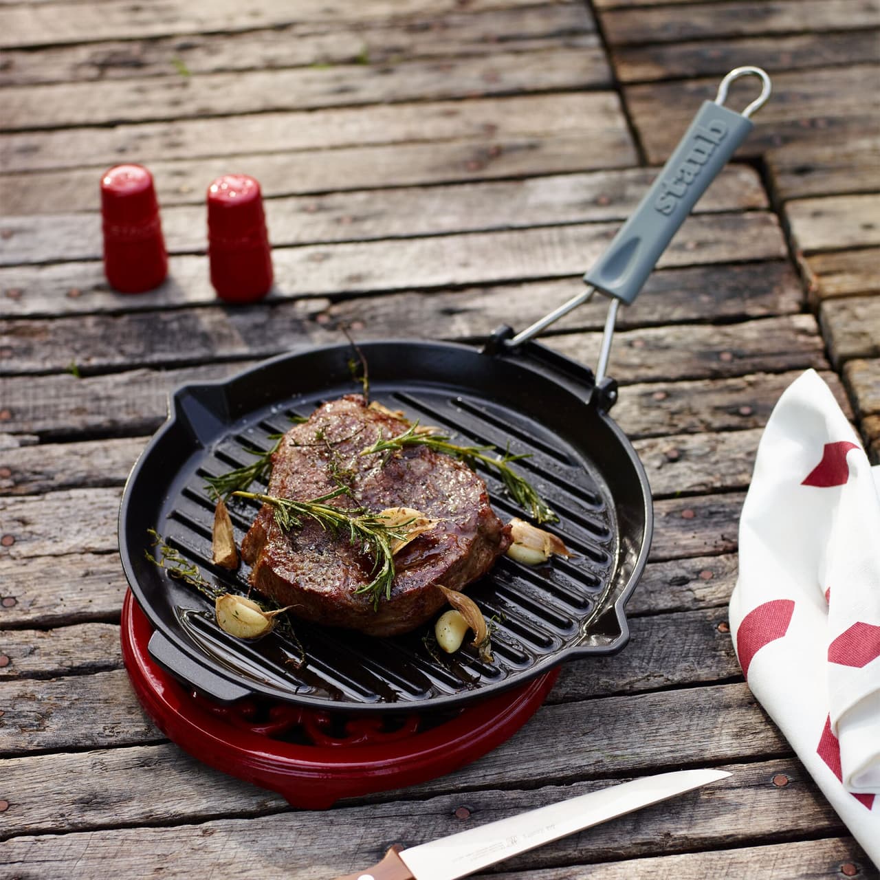 STAUB | GRILL PANS - Grillpfanne mit Ausgießnase - Ø 280mm - Gusseisen - Schwarz