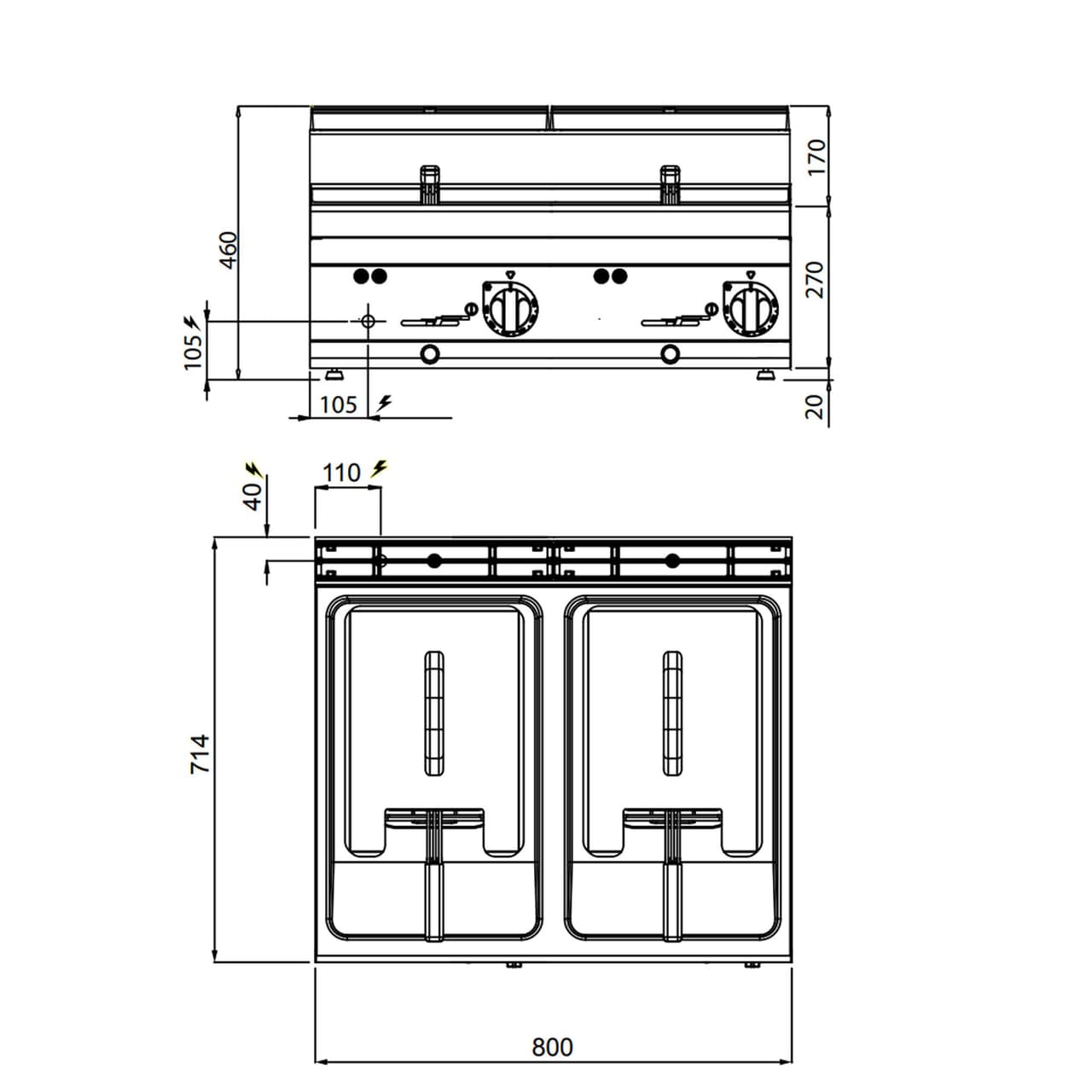 Elektro Doppelfritteuse - 10+10 Liter - 12 kW