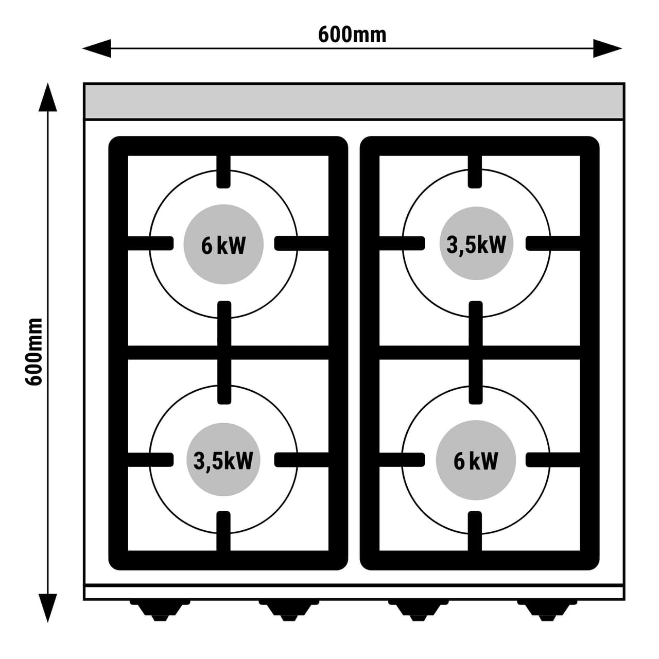 Gasherd - 19 kW - 4 Brenner