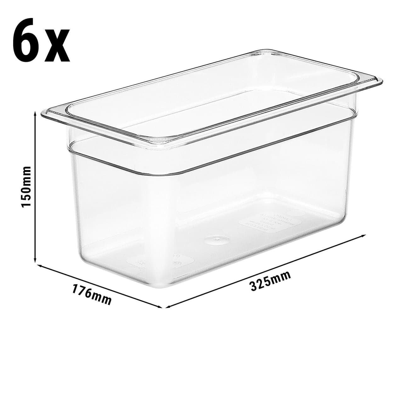 (6 Stück) CAMBRO | CAMWEAR® -  Polycarbonat GN 1/3 Behälter - Clear - Tiefe: 150mm