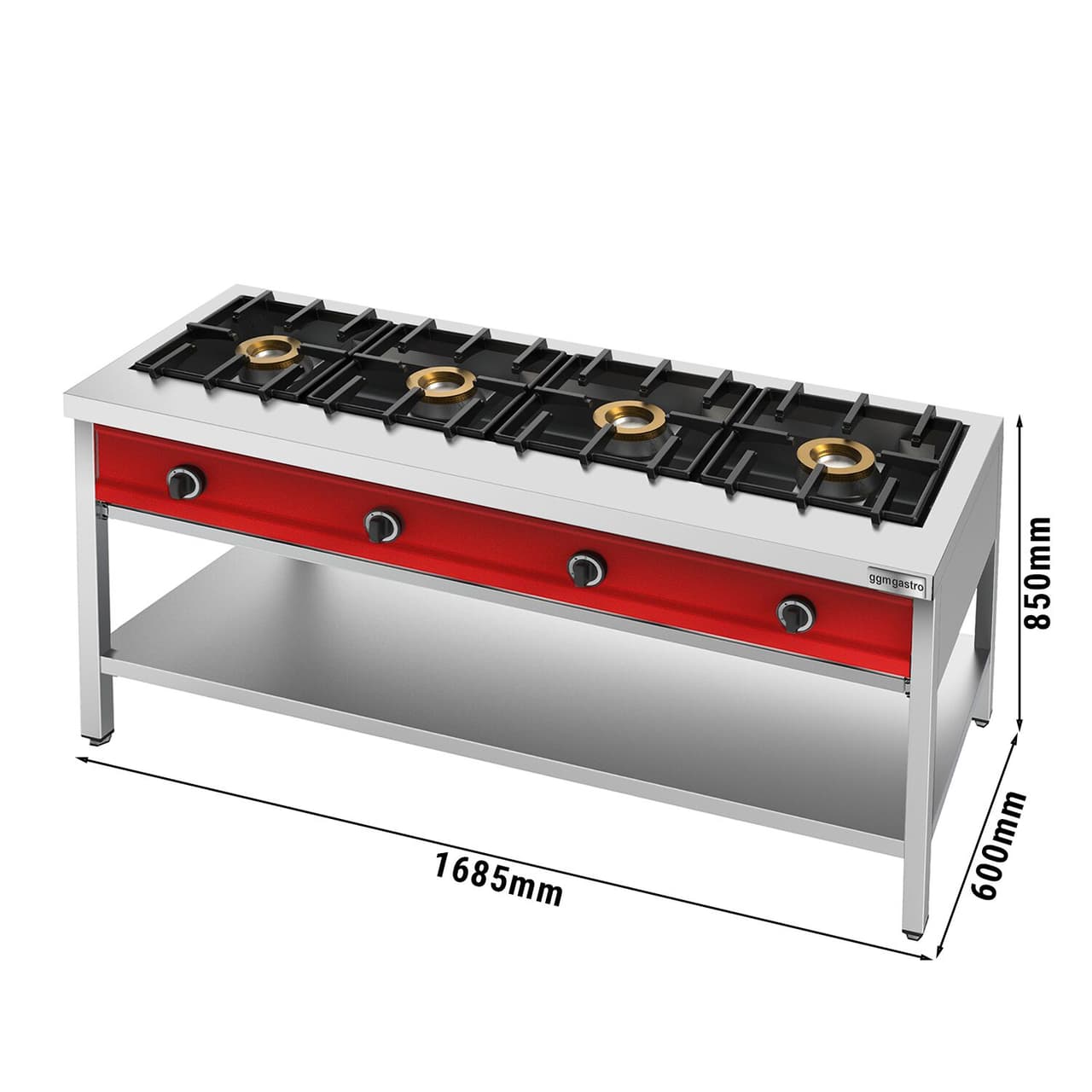 Pfannkuchen-Gasherd - 8 kW - 4 Brenner